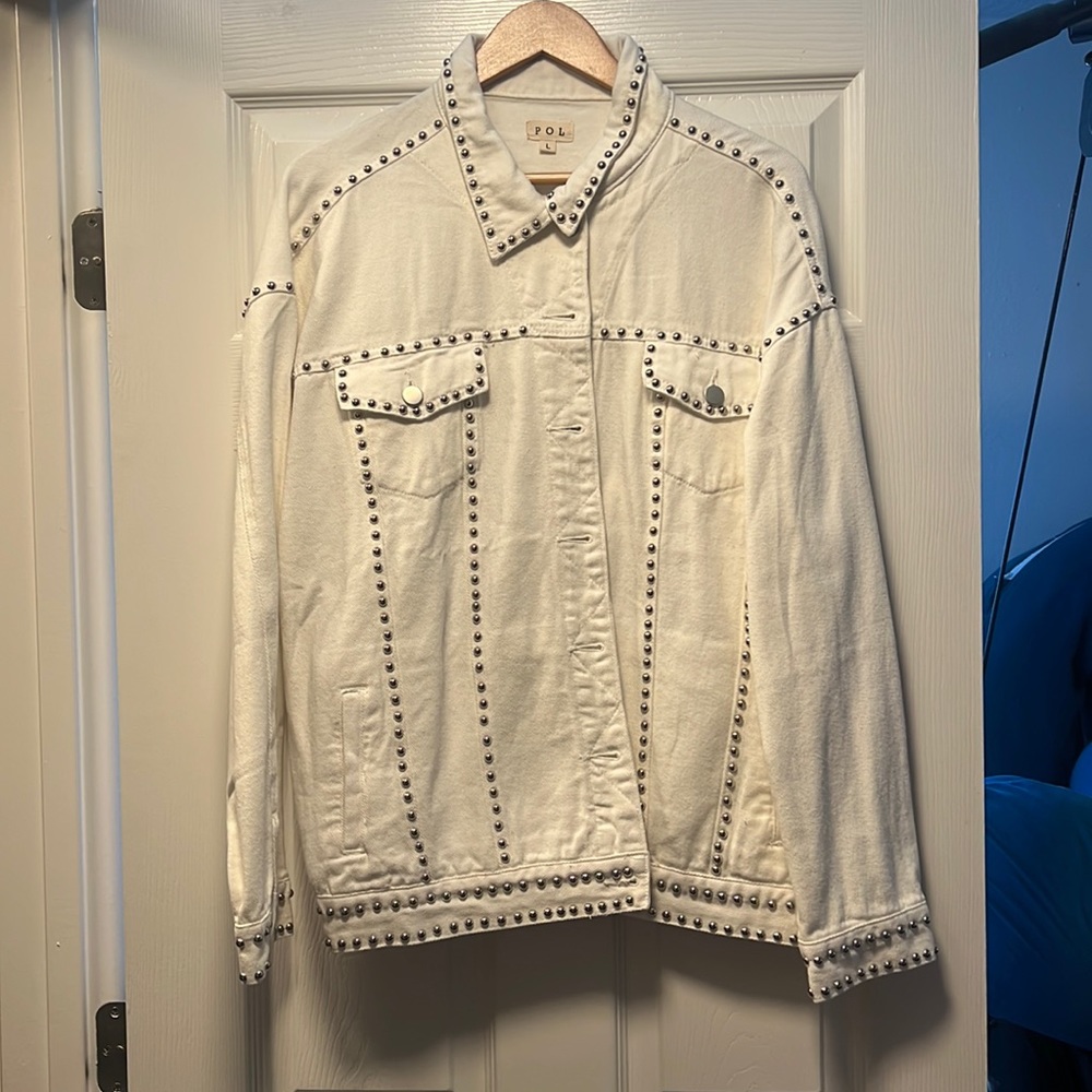 Women’s size large/ white denim jacket BRAND new